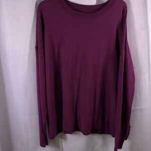Lucky Brand Purple Long Sleeve Boat Neck Pullover Sweater Womens 2XL XXL